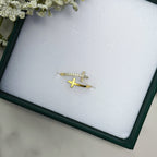 Gold & CZ Double Cross Ring by Stella Amoré: Adjustable Sterling Silver Christian Jewelry