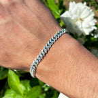 Moissanite Cuban Link Bracelet: 925 Sterling Silver, 18k White Gold Vermeil