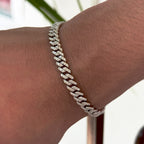 Moissanite Cuban Link Bracelet: 925 Sterling Silver, 18k White Gold Vermeil