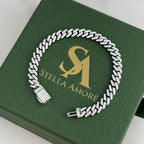 Moissanite Cuban Link Bracelet: 925 Sterling Silver, 18k White Gold Vermeil