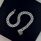 Moissanite Cuban Link Bracelet: 925 Sterling Silver, 18k White Gold Vermeil