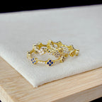 Sterling Silver Clover Ring with CZ, Lucky 4-Leaf Flower