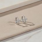 Diamond Cross Huggie Hoop Earrings • Gold or Silver • Small Hypoallergenic Hoops • Tiny CZ Earrings for Women