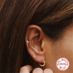 Diamond Cross Huggie Hoop Earrings • Gold or Silver • Small Hypoallergenic Hoops • Tiny CZ Earrings for Women