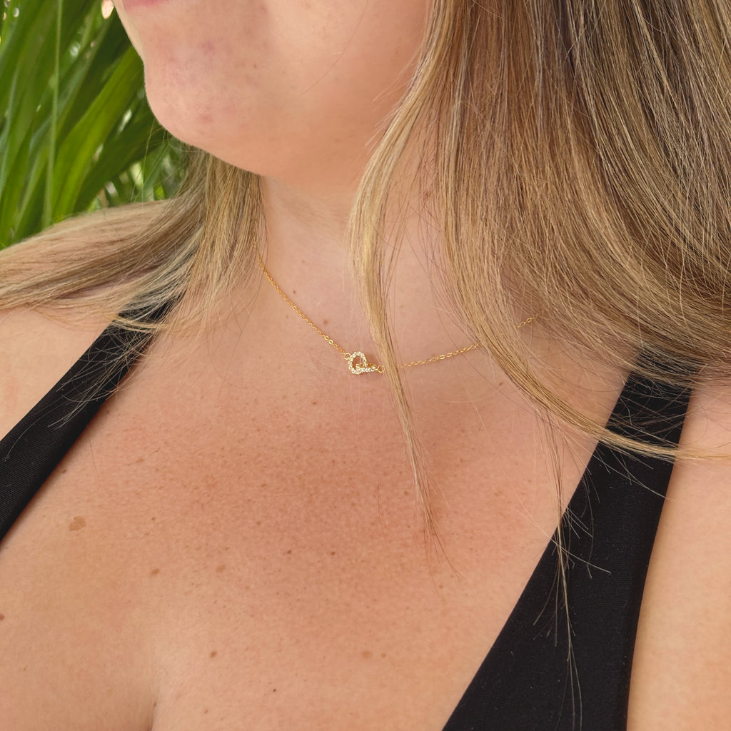 Interlocking Circle Necklace: Sterling Silver Filled Double Ring Pendant