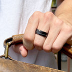 Black Meteorite Tungsten Manly Ring by Stella Amoré