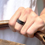 Black Meteorite Tungsten Manly Ring by Stella Amoré