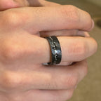 Black Meteorite Tungsten Manly Ring by Stella Amoré