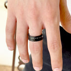 Black Meteorite Tungsten Manly Ring by Stella Amoré