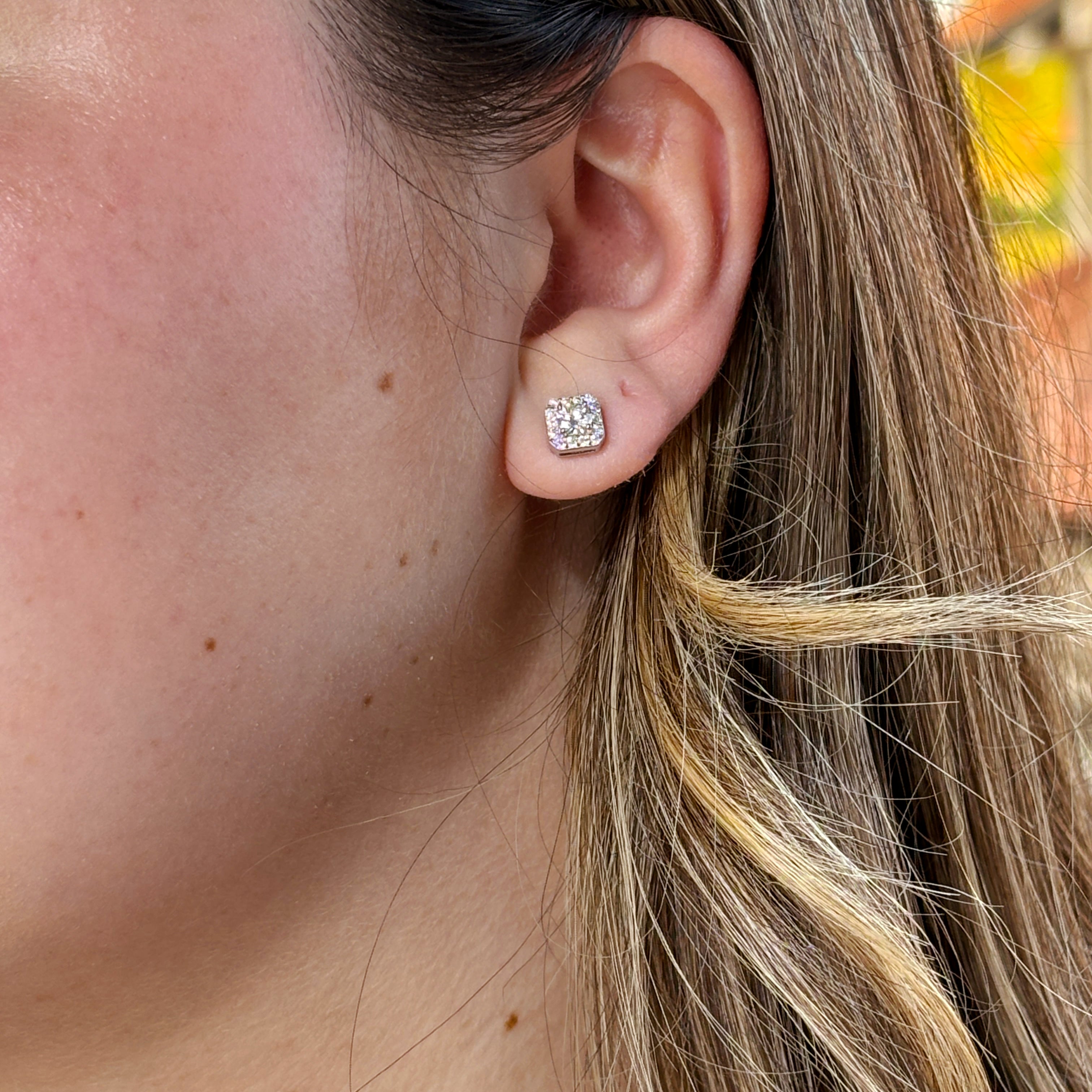 Square Moissanite Stud Earrings • Diamond-Tested Moissanite Studs in 925 Silver • 3mm–7mm Sizes • Iced Out White Gold Vermeil Unisex Style