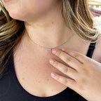 Triple Moissanite Diamond Necklace • 14K Gold Vermeil • Minimalist Dainty Bar Necklace • 3-Stone Pendant for Bridal, Layering & Daily Wear