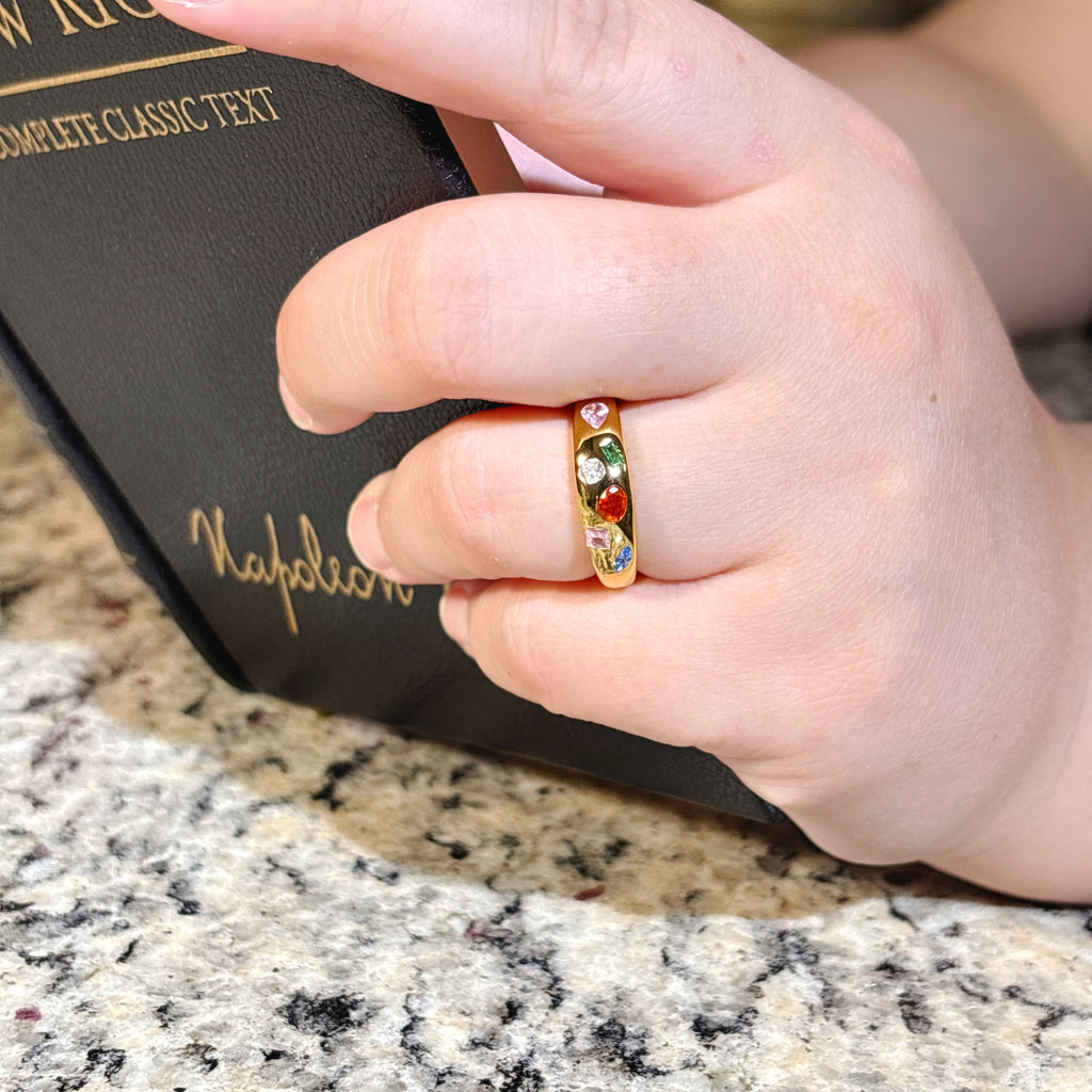 Mixed Gemstone Oversize Dome Ring by Stella Amoré