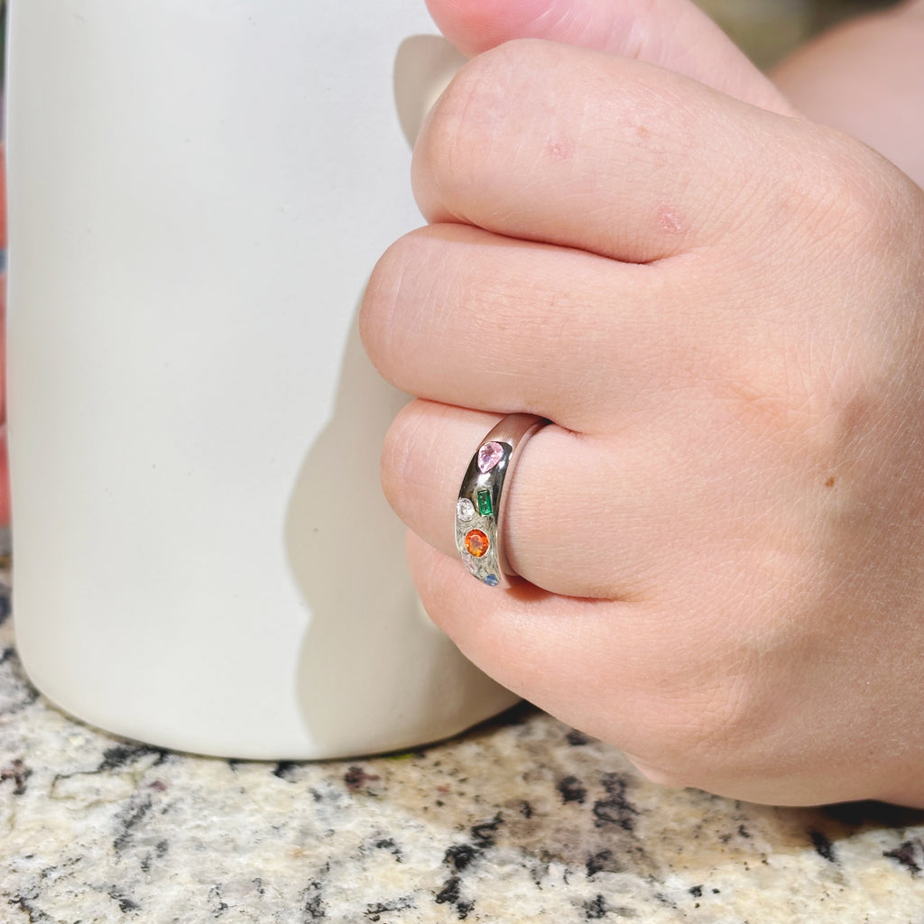 Mixed Gemstone Oversize Dome Ring by Stella Amoré