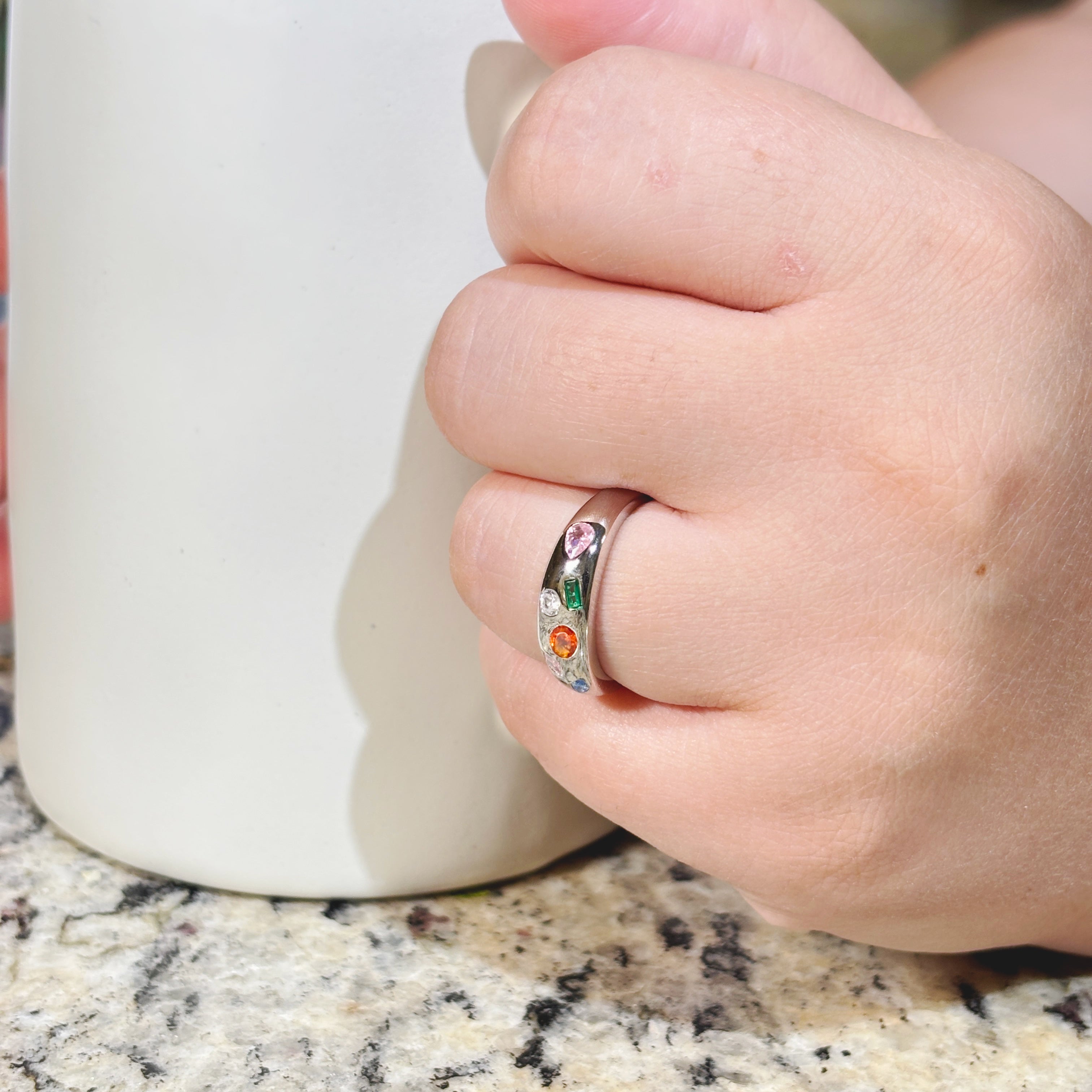 Mixed Gemstone Oversize Dome Ring by Stella Amoré