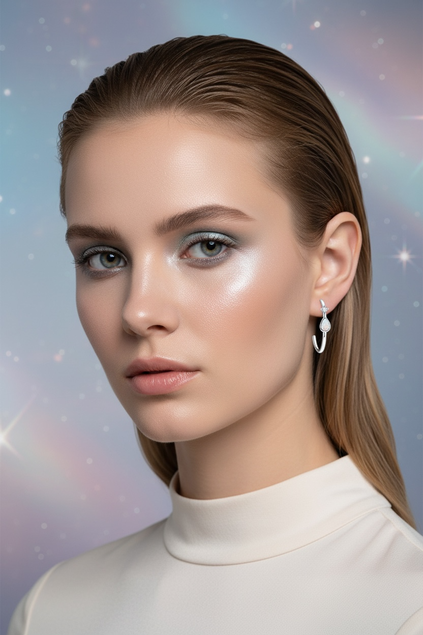 Sterling Silver Opal Hoop Earrings • Teardrop October Birthstone