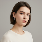 Starburst Huggie Hoops with Baguette Drop • Gold & Silver 925 • Hypoallergenic CZ Earrings