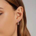 Heart Drop Huggie Earrings • 18K Gold Sterling Silver, CZ