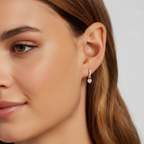 Heart Drop Huggie Earrings • 18K Gold Sterling Silver, CZ