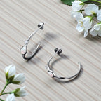 Sterling Silver Opal Hoop Earrings • Teardrop October Birthstone