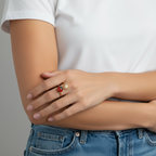 Ladybug Ring – Gold Plated, Enamel Flower Nature Ring, Adjustable