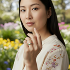 Daisy Garden Ladybug Ring – Gold Enamel Lucky Adjustable Ring | Nature-Inspired Jewelry by Stella Amoré