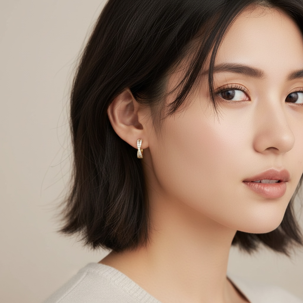 Criss Cross CZ Huggie Hoop Earrings | Sterling Silver or 18K Gold | Dainty Everyday Hoops