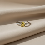 Citrine Solitaire Ring – Yellow Gemstone Promise Ring in Sterling Silver, November Birthstone, Cocktail Ring, Minimalist Handmade Jewelry