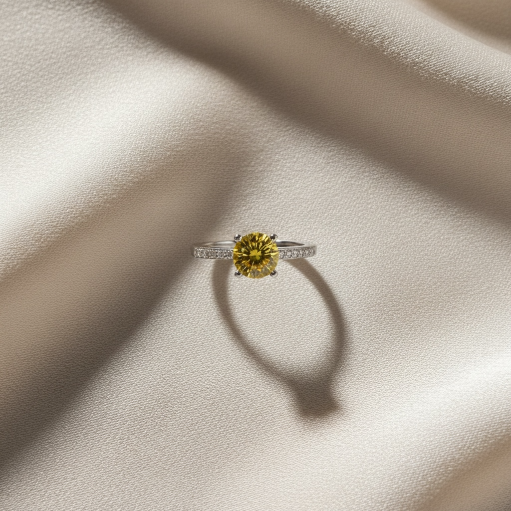 Citrine Solitaire Ring – Yellow Gemstone Promise Ring in Sterling Silver, November Birthstone, Cocktail Ring, Minimalist Handmade Jewelry