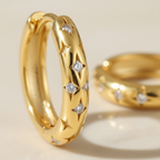 Tiny Star Huggies | Gold Star Huggie Hoop Earrings with CZ | Dainty Celestial Everyday Hoops