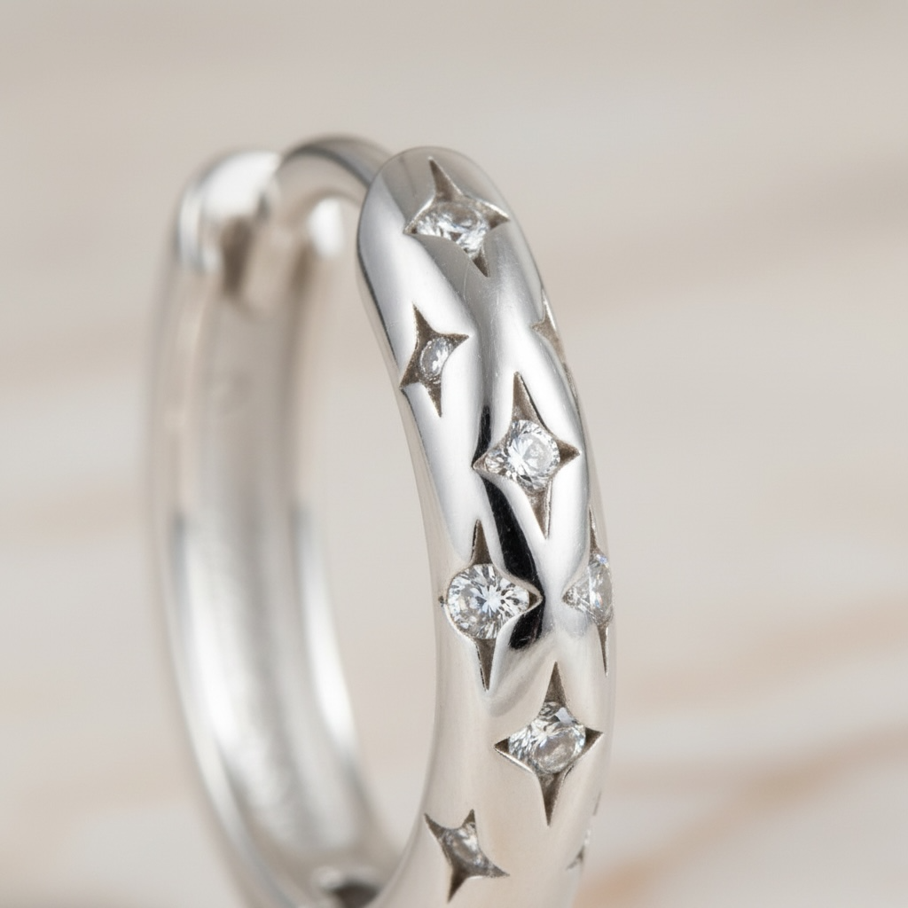 Tiny Star Huggies | Gold Star Huggie Hoop Earrings with CZ | Dainty Celestial Everyday Hoops