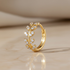 Silver Leaf Huggie Earrings | CZ Leaf Hoop Earrings in Sterling Silver | Dainty Nature-Inspired Jewelry