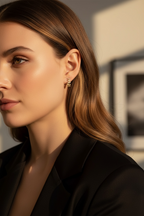 Silver Leaf Huggie Earrings | CZ Leaf Hoop Earrings in Sterling Silver | Dainty Nature-Inspired Jewelry