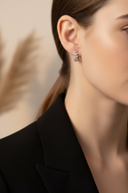 Silver Leaf Huggie Earrings | CZ Leaf Hoop Earrings in Sterling Silver | Dainty Nature-Inspired Jewelry