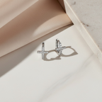 Diamond Cross Huggie Hoop Earrings • Gold or Silver • Small Hypoallergenic Hoops • Tiny CZ Earrings for Women