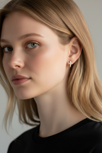 Diamond Cross Huggie Hoop Earrings • Gold or Silver • Small Hypoallergenic Hoops • Tiny CZ Earrings for Women