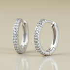 Pavé Huggie Hoop Earrings | Small Gold & Silver Hoops in Sterling Silver | CZ Diamond Huggies | Tiny Minimalist Everyday Hoops