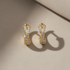 Criss Cross CZ Huggie Hoop Earrings | Sterling Silver or 18K Gold | Dainty Everyday Hoops