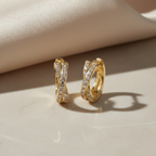 Criss Cross CZ Huggie Hoop Earrings | Sterling Silver or 18K Gold | Dainty Everyday Hoops