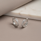 Criss Cross CZ Huggie Hoop Earrings | Sterling Silver or 18K Gold | Dainty Everyday Hoops