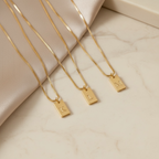 Initial Tag Necklace | Gold Engraved Letter Necklace | Dainty Initial Bar Necklace | Personalized Minimalist Jewelry Gift