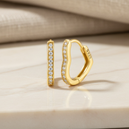 Dainty Heart Huggie Hoop Earrings | Gold & Silver Pavé Heart Huggies in Sterling Silver | CZ Heart Hoops | Tiny Everyday Jewelry