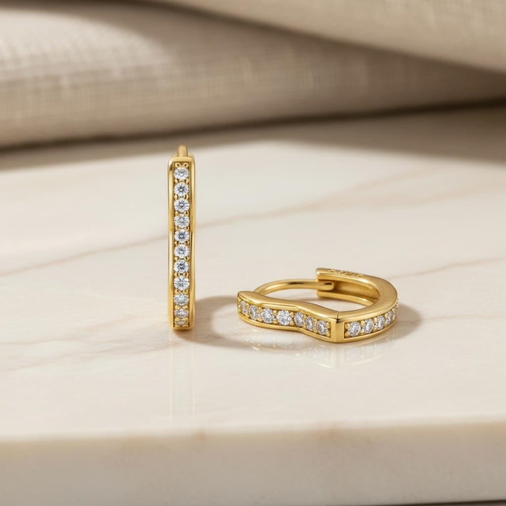 Dainty Heart Huggie Hoop Earrings | Gold & Silver Pavé Heart Huggies in Sterling Silver | CZ Heart Hoops | Tiny Everyday Jewelry