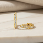 Dainty Heart Huggie Hoop Earrings | Gold & Silver Pavé Heart Huggies in Sterling Silver | CZ Heart Hoops | Tiny Everyday Jewelry