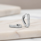 Dainty Heart Huggie Hoop Earrings | Gold & Silver Pavé Heart Huggies in Sterling Silver | CZ Heart Hoops | Tiny Everyday Jewelry