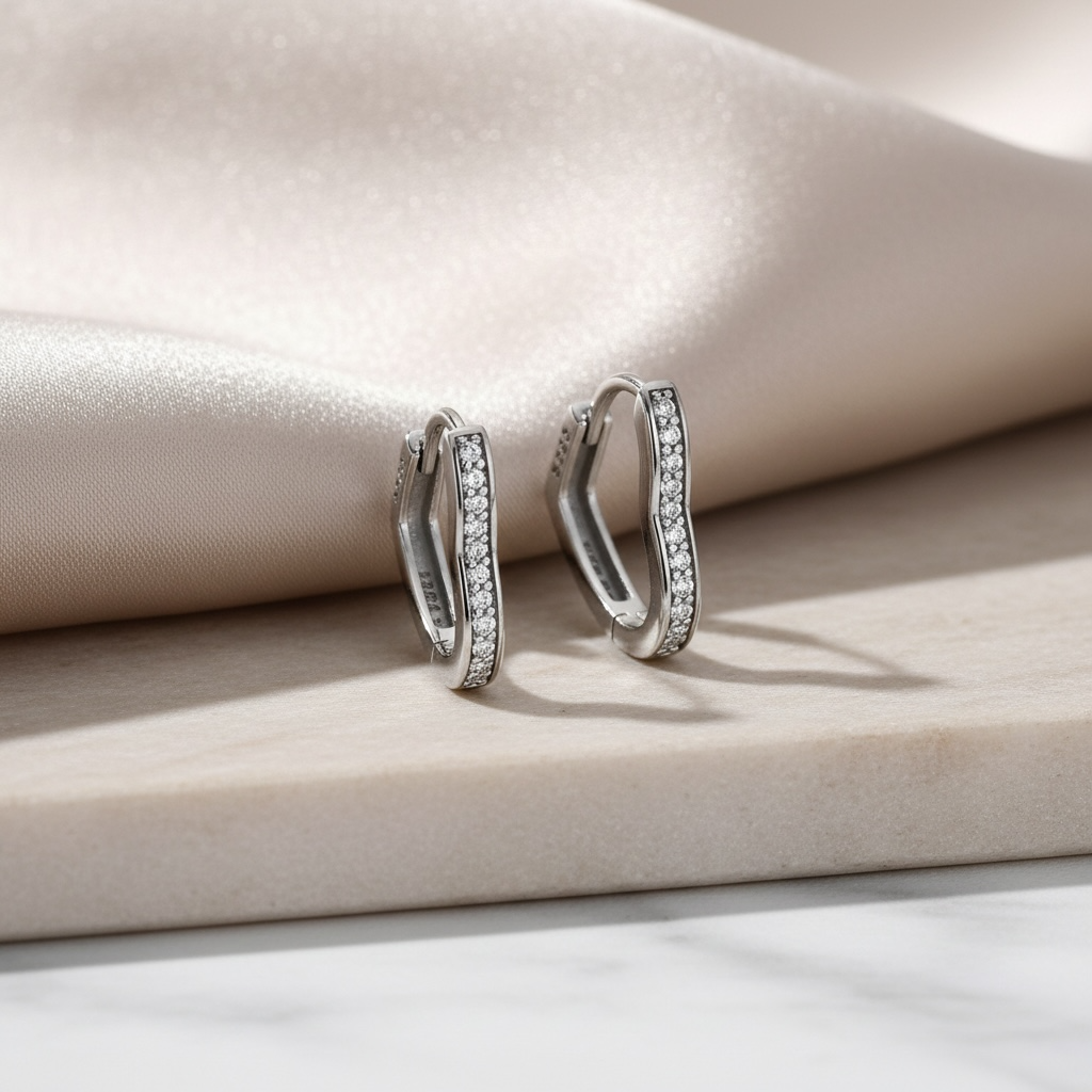 Dainty Heart Huggie Hoop Earrings | Gold & Silver Pavé Heart Huggies in Sterling Silver | CZ Heart Hoops | Tiny Everyday Jewelry