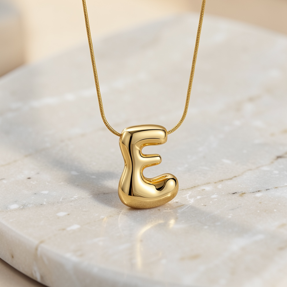 Bubble Initial Necklace | 3D Bubble Letter Necklace in 18K Gold | Balloon Initial Pendant | Gold Letter Necklace | Personalized Jewelry