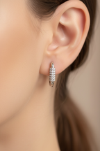 Diamond Huggie Hoop Earrings | Pavé CZ U-Shape Silver Hoops in Sterling Silver | U Link Huggies | Dainty Everyday Earrings