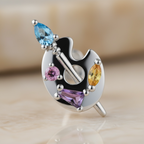 Painter’s Palette Earrings | Sterling Silver CZ Stud Earrings | Painting Earrings | Artist Jewelry Gift | Creative Gift for Art Lovers