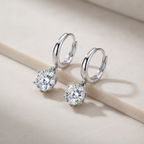 Moissanite Dangle Hoop Earrings | 925 Sterling Silver Diamond Drop Huggies | Small Silver Diamond Hoops | Everyday Sparkle Earrings