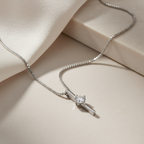 Moissanite Vertical Bar Necklace | Dainty Gold or Silver Solitaire Pendant | Minimalist Sterling Silver Diamond Necklace